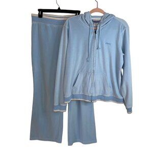 Reebok Vintage Womens Track Suit Size XL Blue Velour Y2k Pockets Cotton